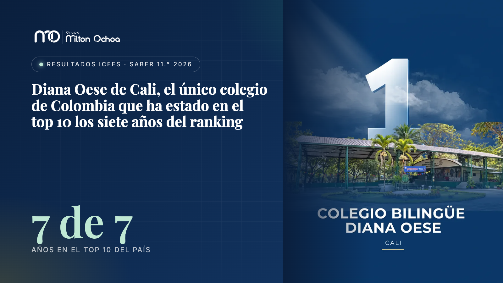 Diana Oese de Cali, el único colegio de Colombia que ha estado en el top 10 los siete años del ranking