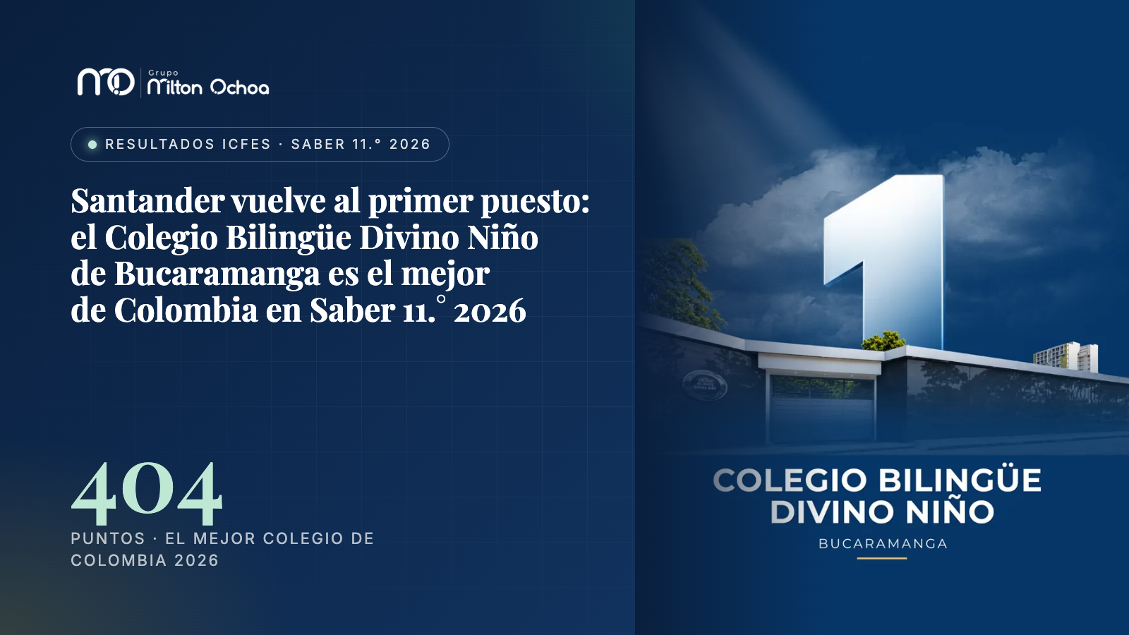 Santander vuelve al primer puesto: el Colegio Bilingüe Divino Niño de Bucaramanga es el mejor de Colombia en Saber 11.° 2026